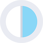 Circle divided in half with one side shaded